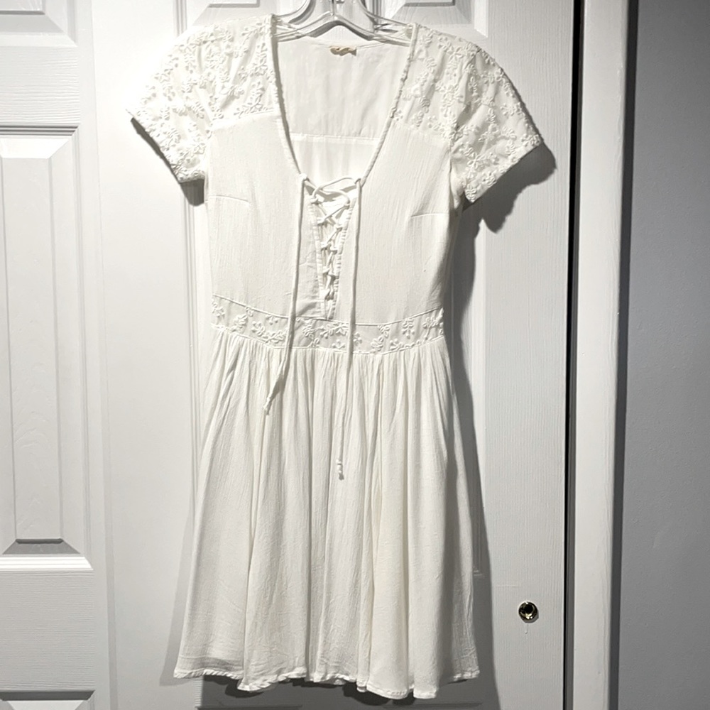 Hollister White Lace-Up Dress